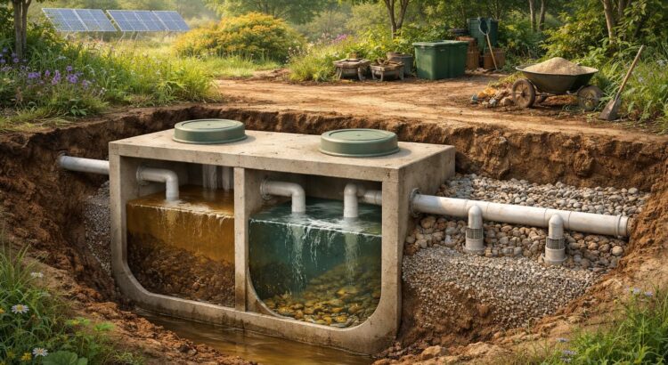 découvrez comment analyser le schéma d'une fosse septique datant de 1970 pour intégrer des solutions durables dans vos projets de construction.