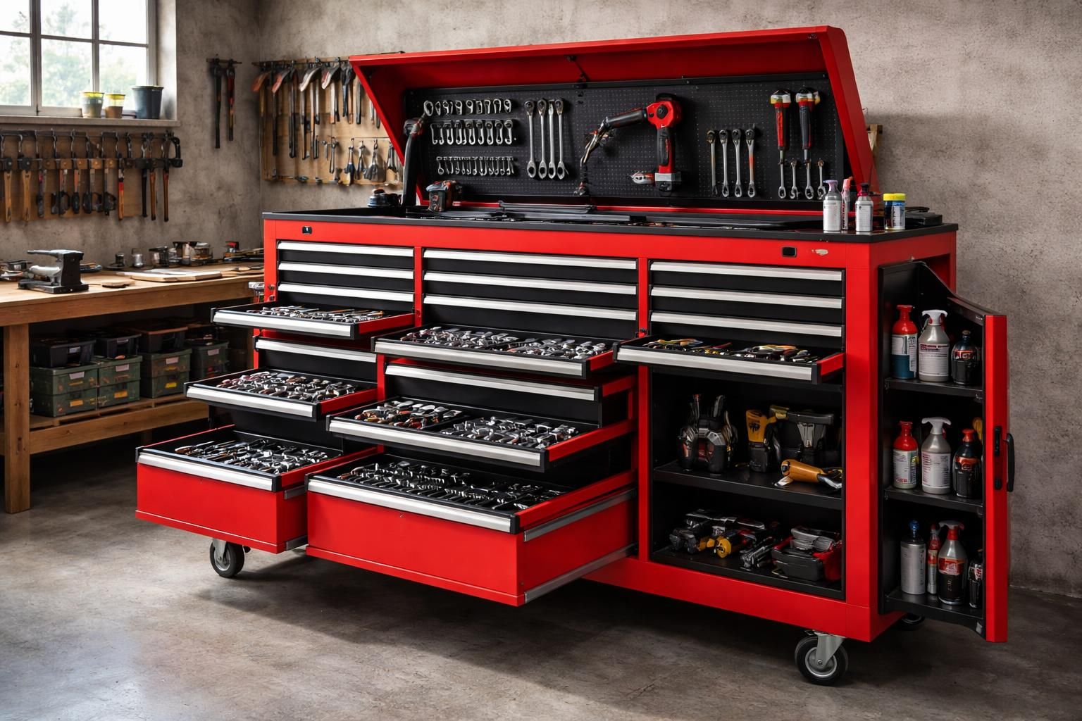 découvrez notre servante américaine, un rangement d'outils xxl conçu pour optimiser l'organisation de votre atelier avec robustesse et praticité.