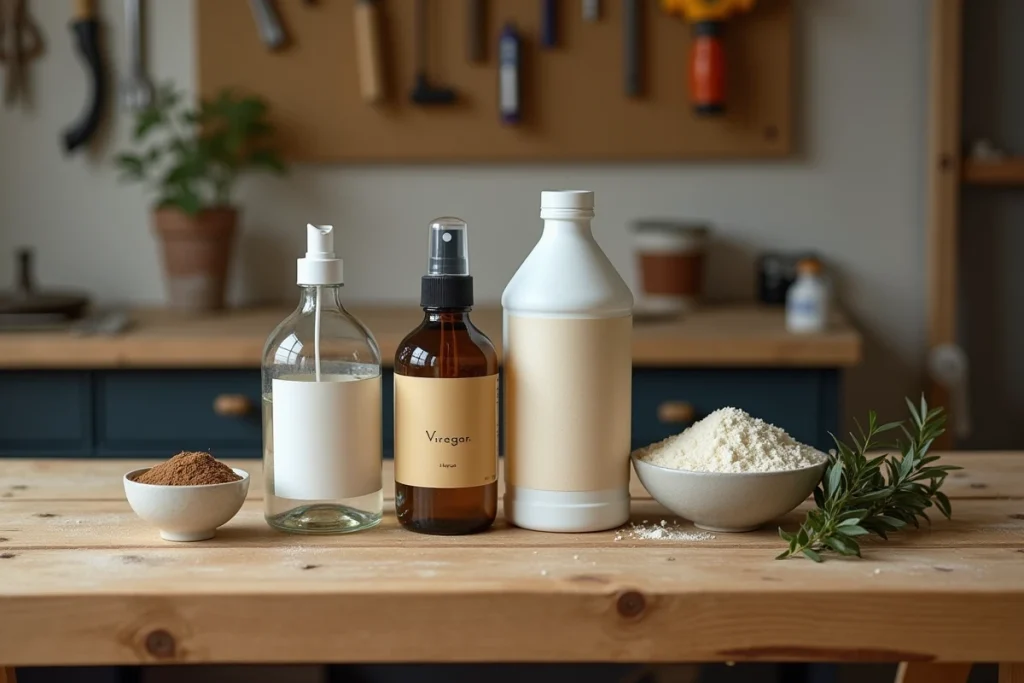 Comparaison de produits naturels et chimiques pour éliminer les odeurs de peinture : vinaigre blanc, bicarbonate, marc de café et spray neutralisant
