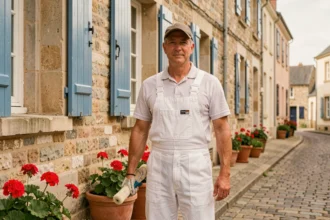 Peintre en bâtiment professionnel devant une façade rénovée en Loire-Atlantique